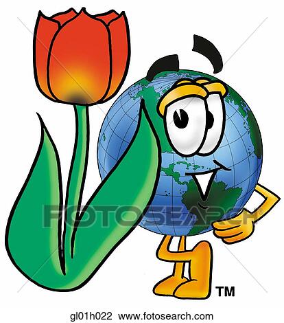 Globe man with tulip View Large Clip Art Graphic Clipart - Globe man with tulip. Fotosearch