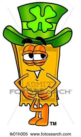 Clipart - ticket and irish hat. Fotosearch