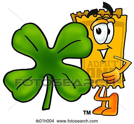 ticket and shamrock View Large Clip Art Graphic Clipart - ticket and shamrock. Fotosearch