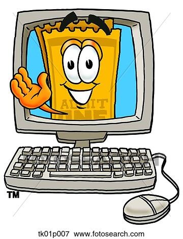 Clip Art - ticket in computer. Fotosearch