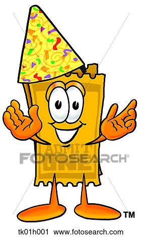 ticket in party hat View Large Clip Art Graphic Clipart - ticket in party hat. Fotosearch