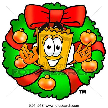 Clip Art - ticket in wreath. Fotosearch