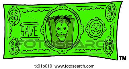 Clipart - ticket on a dollar bill. Fotosearch