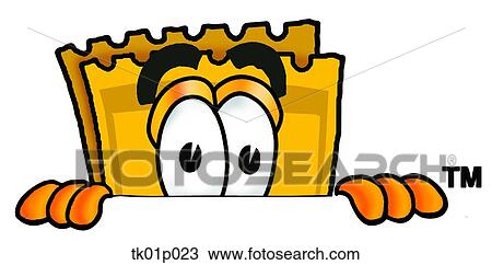 Clipart - ticket peeking over top. Fotosearch
