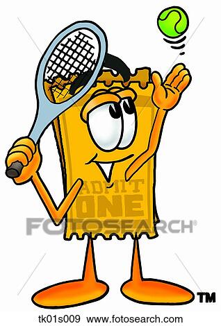 Clip Art - ticket playing tennis. Fotosearch