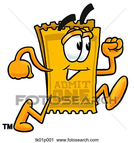Clipart - ticket running. Fotosearch