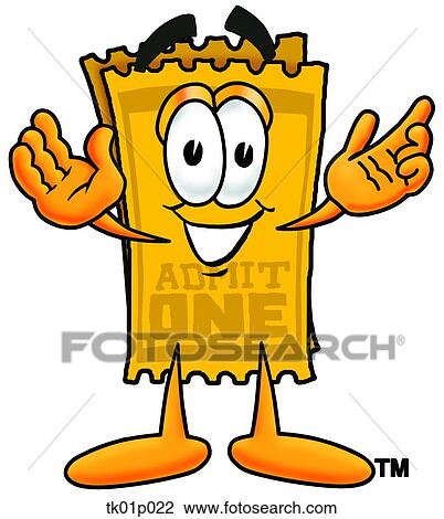 Clipart - ticket with arms open. Fotosearch