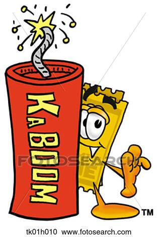 Clipart - ticket with fire cracker. Fotosearch