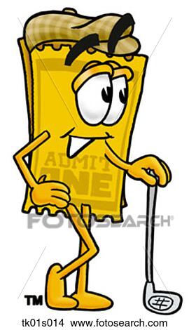 Clipart - ticket with golf club. Fotosearch