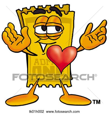 Clipart - ticket with heart. Fotosearch