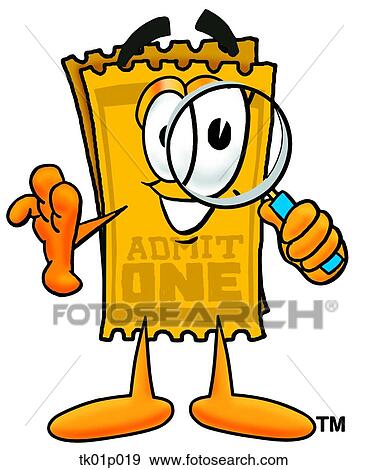 Clip Art - ticket with magnifying glass. Fotosearch