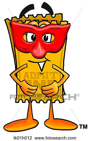 Clipart - ticket with mask. Fotosearch