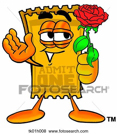 Clip Art - ticket with rose. Fotosearch
