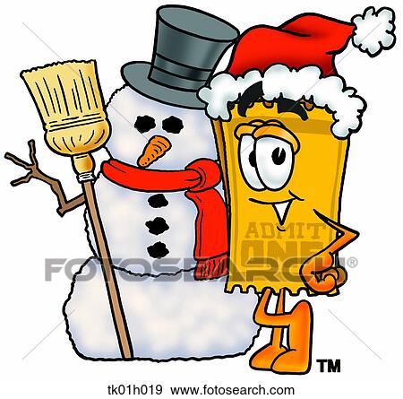 Clip Art - ticket with snowman. Fotosearch