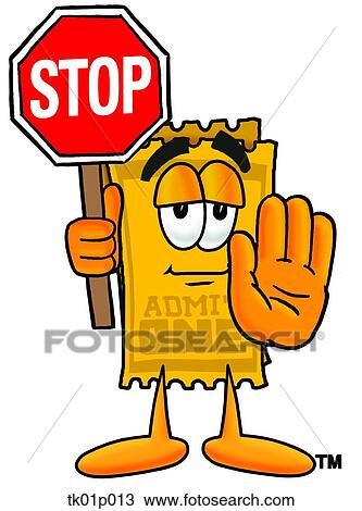 Clipart - ticket with stop sign. Fotosearch