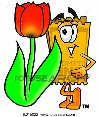 ticket with tulip View Large Clip Art Graphic Clipart - ticket with tulip. Fotosearch