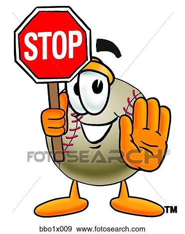 Clip Art - baseball holding stop sign. Fotosearch