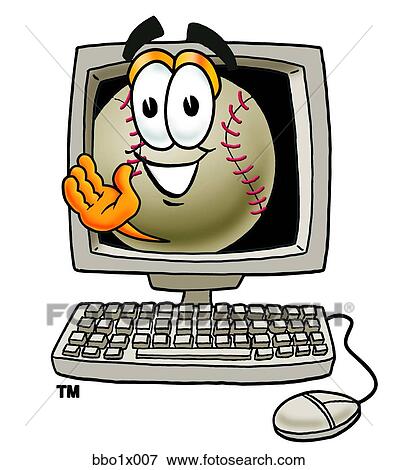 baseball in computer View Large Clip Art Graphic Clip Art - baseball in computer. Fotosearch