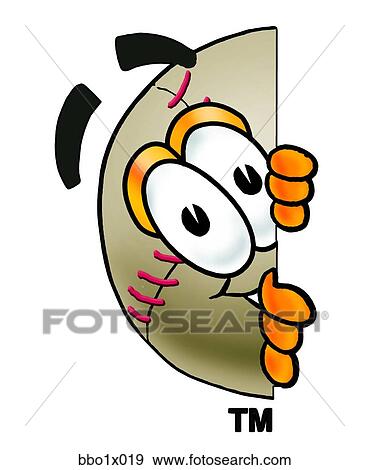 Clip Art - baseball peaking sideways. Fotosearch