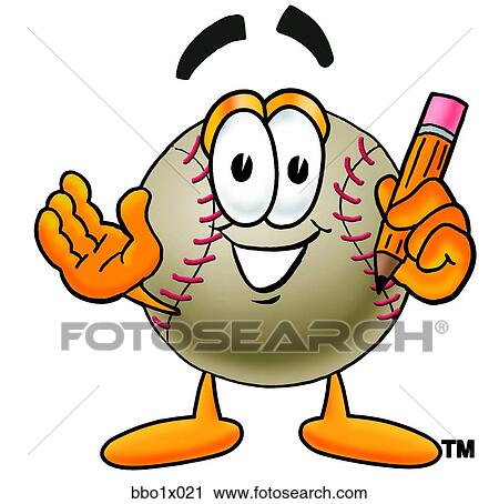 Clipart - baseball with pencil. Fotosearch