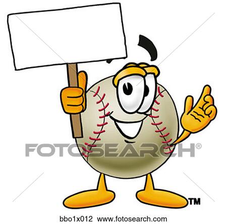 Clipart - baseball with sign. Fotosearch