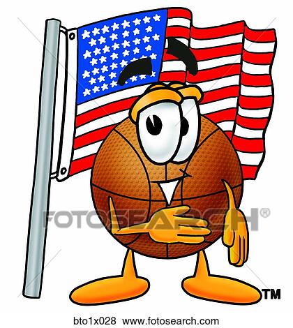 Clip Art - basketball with flag. Fotosearch