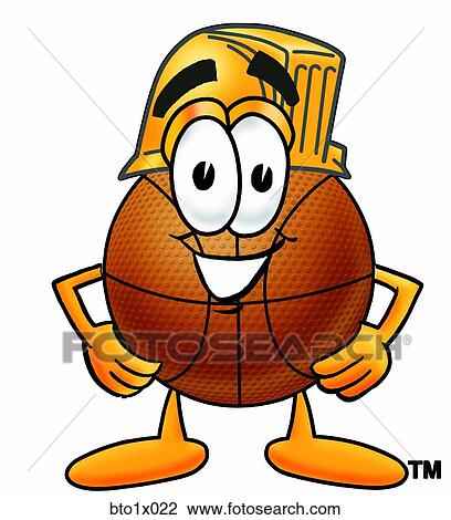 Clipart - basketball with hard hat. Fotosearch