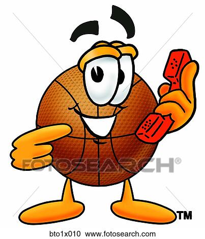 Clipart - basketball with phone. Fotosearch