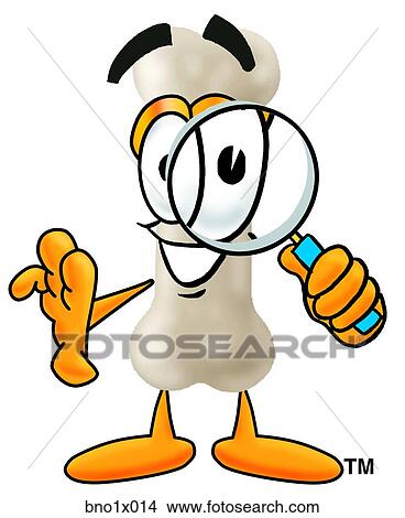 Clipart - bone with magnifying glass. Fotosearch
