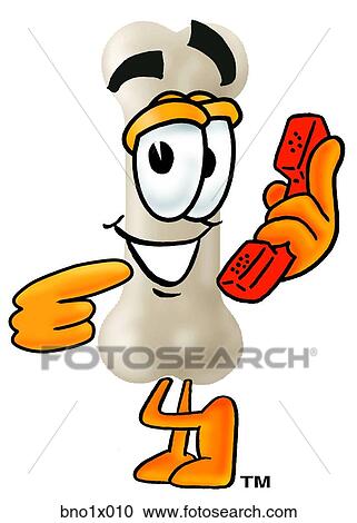 Clipart - bone with phone. Fotosearch