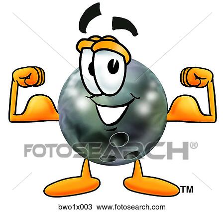 bowling ball flexing muscles View Large Clip Art Graphic Clipart - bowling ball flexing muscles. Fotosearch