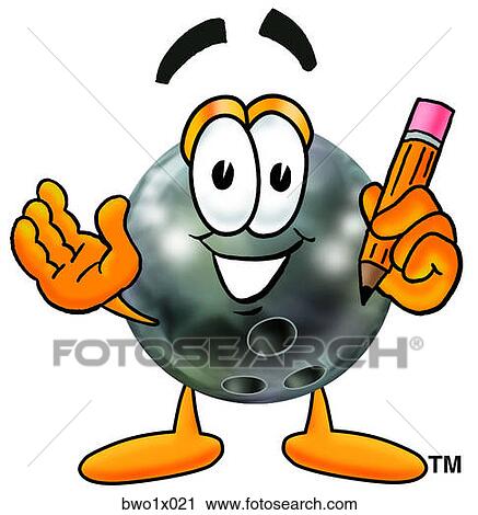 Clipart - bowling ball with pencil. Fotosearch