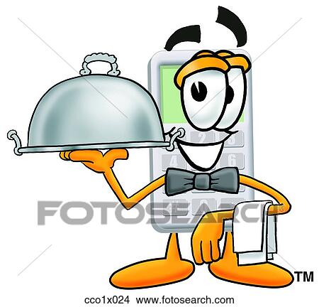 Clipart - calculator serving food. Fotosearch