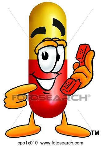 Clipart - capsule with phone. Fotosearch
