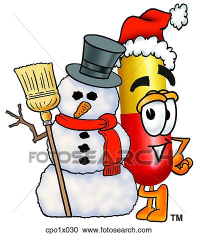 Clipart - capsule with snowman. Fotosearch