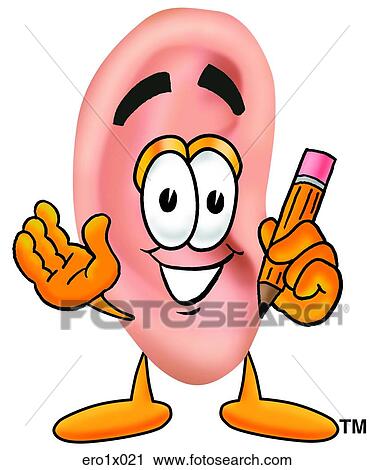 ear with pencil View Large Clip Art Graphic Clipart - ear with pencil. Fotosearch