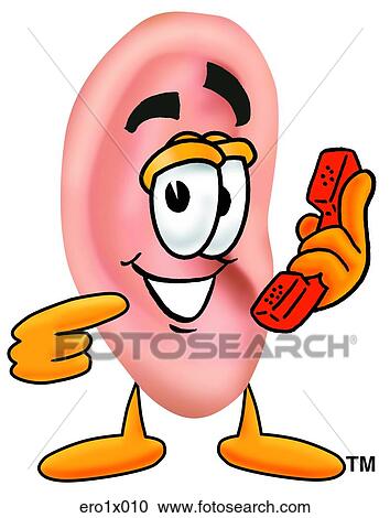 ear with phone View Large Clip Art Graphic Clipart - ear with phone. Fotosearch