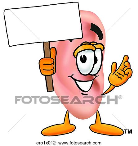 Clipart - ear with sign. Fotosearch
