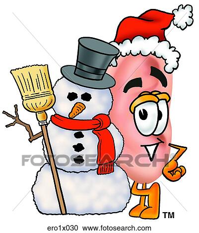 Clipart - ear with snowman. Fotosearch