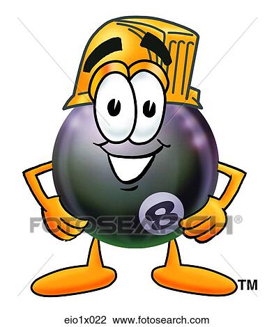 Clipart - eight ball with hard hat. Fotosearch