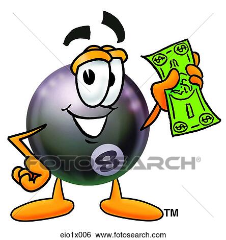 Clip Art - eight ball with money. Fotosearch