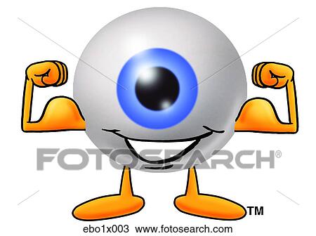 Clipart - eye ball flexing muscles. Fotosearch
