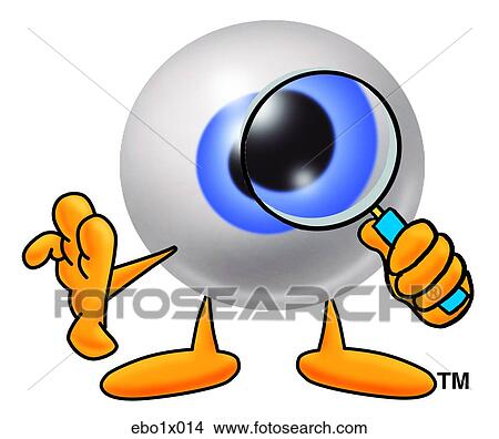 Clipart - eye ball with magnifying glass. Fotosearch