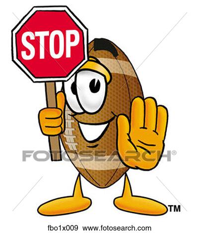 Clip Art - football holding stop sign. Fotosearch