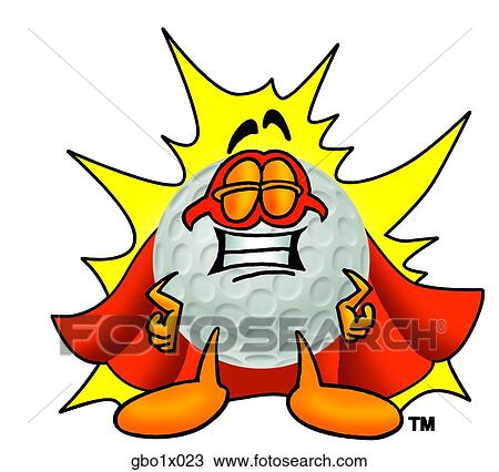 Clipart - golf ball super hero. Fotosearch