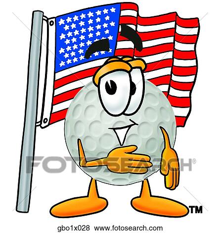 Clip Art - golf ball with flag. Fotosearch