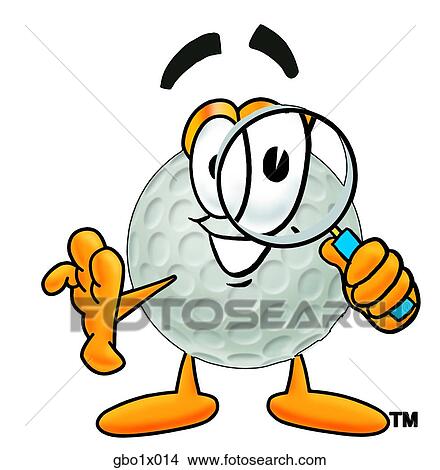 Clipart - golf ball with magnifying glass. Fotosearch