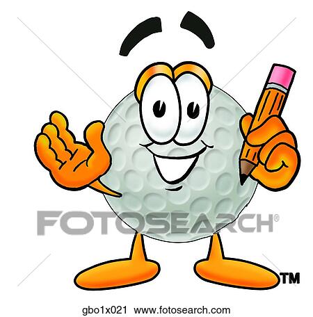 Clipart - golf ball with pencil. Fotosearch