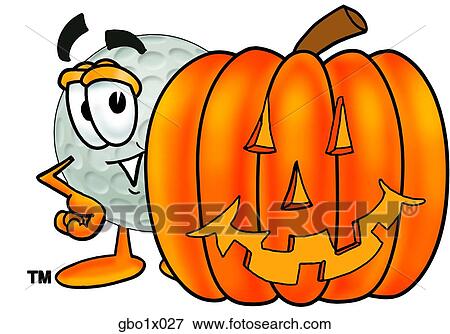 Clip Art - golf ball with pumpkin. Fotosearch