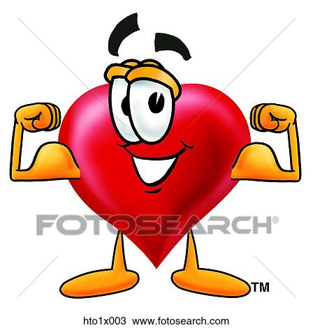 Clipart - heart flexing muscles. Fotosearch